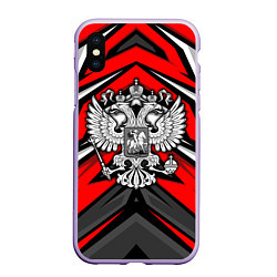 Чехол iPhone XS Max матовый Россия - красная геометрия