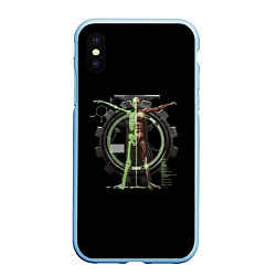 Чехол iPhone XS Max матовый Магос биологис череп, цвет: 3D-голубой