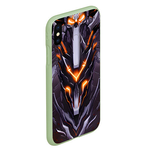 Чехол iPhone XS Max матовый Жёлтая кибер броня / 3D-Салатовый – фото 2