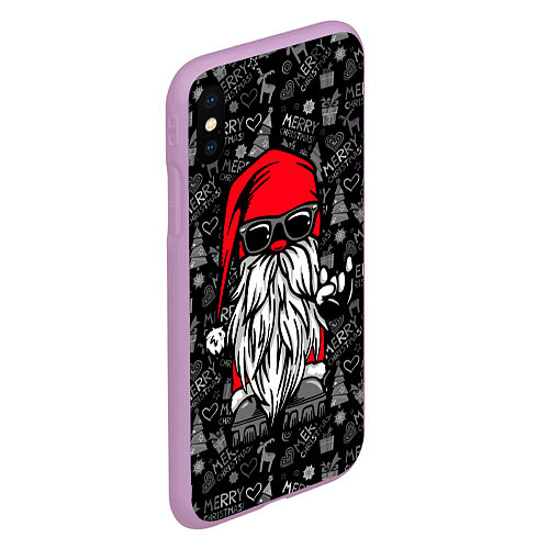 Чехол iPhone XS Max матовый Санта Клаус гном / 3D-Сиреневый – фото 2