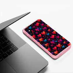 Чехол iPhone XS Max матовый Паттерн с сердцами, цвет: 3D-баблгам — фото 2