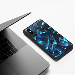 Чехол iPhone XS Max матовый Синее разбитое стекло, цвет: 3D-черный — фото 2