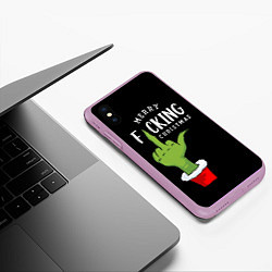 Чехол iPhone XS Max матовый Гринч украл Рождество, цвет: 3D-сиреневый — фото 2