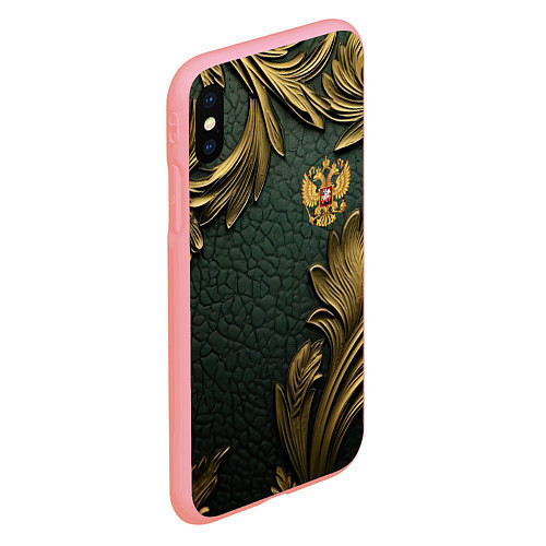 Чехол iPhone XS Max матовый Золотые узоры и герб России / 3D-Баблгам – фото 2