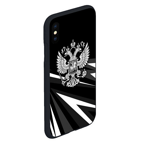 Чехол iPhone XS Max матовый Герб РФ - white and black geometry / 3D-Черный – фото 2