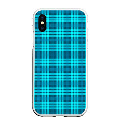 Чехол iPhone XS Max матовый Шотландский неоновый голубой, цвет: 3D-белый