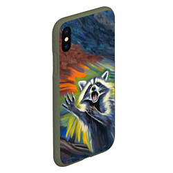 Чехол iPhone XS Max матовый Крик енота, цвет: 3D-темно-зеленый — фото 2