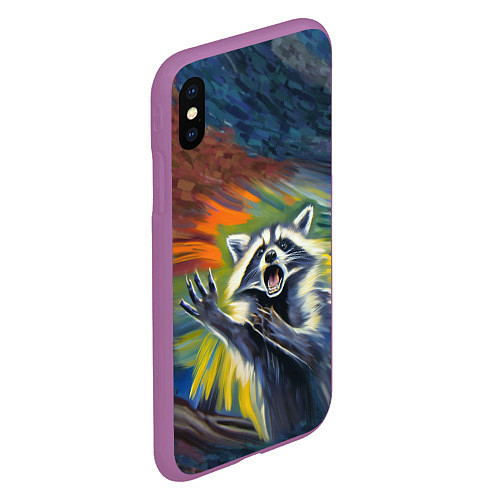 Чехол iPhone XS Max матовый Крик енота / 3D-Фиолетовый – фото 2