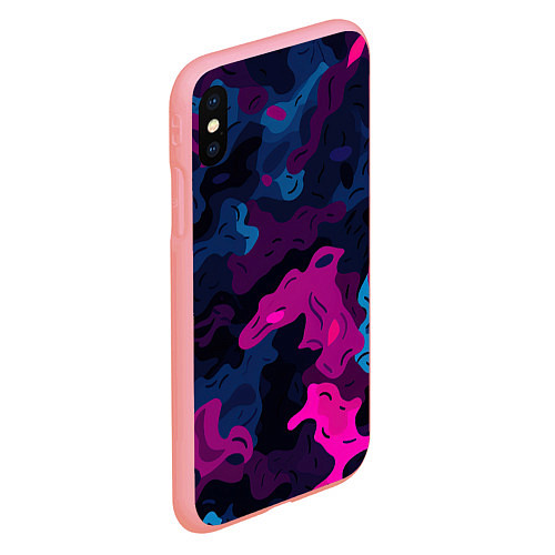 Чехол iPhone XS Max матовый Синий и фиолетовый абстрактный камуфляж / 3D-Баблгам – фото 2