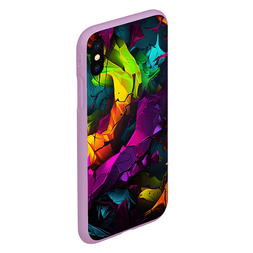 Чехол iPhone XS Max матовый Яркие разноцветные краски / 3D-Сиреневый – фото 2