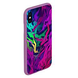 Чехол iPhone XS Max матовый Кривые яркие геометрические фигуры, цвет: 3D-фиолетовый — фото 2