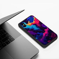 Чехол iPhone XS Max матовый Яркие абстрактные фигуры, цвет: 3D-черный — фото 2