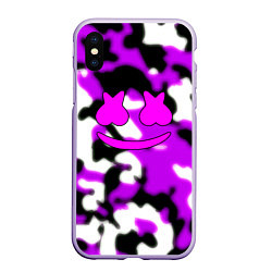 Чехол iPhone XS Max матовый Marshmello camo, цвет: 3D-светло-сиреневый