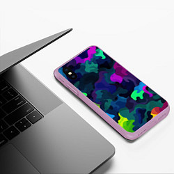 Чехол iPhone XS Max матовый Хаотичный камуфляж, цвет: 3D-сиреневый — фото 2