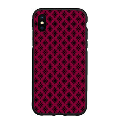 Чехол iPhone XS Max матовый Паттерн узоры тёмно-розовый, цвет: 3D-черный