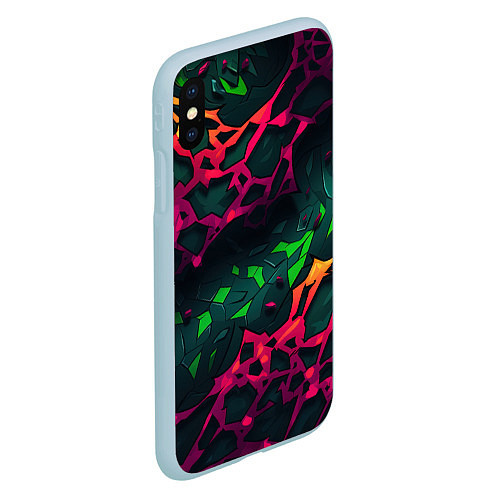 Чехол iPhone XS Max матовый Яркая абстракция в стиле камуфляжа / 3D-Голубой – фото 2