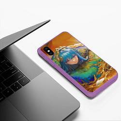 Чехол iPhone XS Max матовый Аниме девушка с желтыми глазами, цвет: 3D-фиолетовый — фото 2