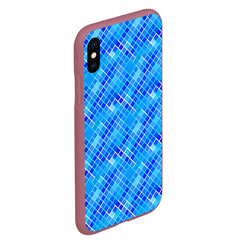 Чехол iPhone XS Max матовый Синяя сетка / 3D-Малиновый – фото 2