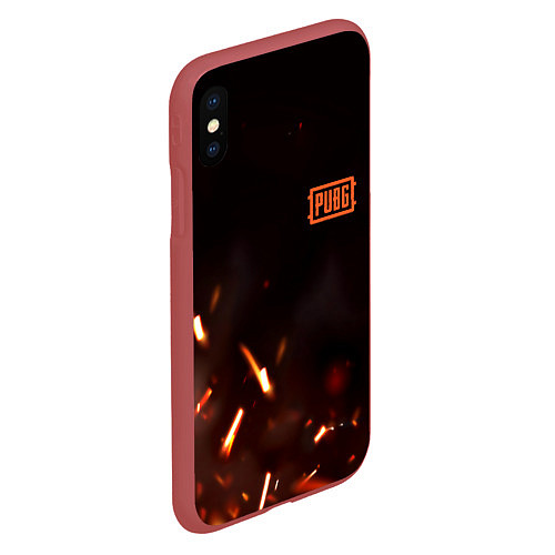 Чехол iPhone XS Max матовый PUBG fire war / 3D-Красный – фото 2