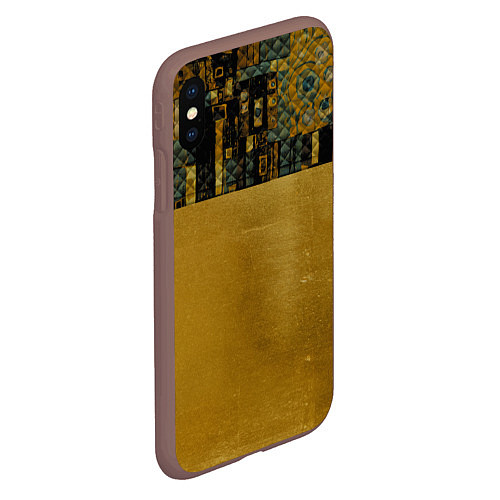 Чехол iPhone XS Max матовый Стёжка: золото Климта / 3D-Коричневый – фото 2