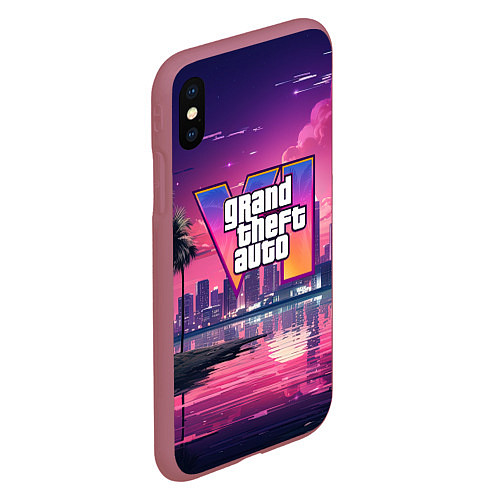 Чехол iPhone XS Max матовый GTA 6 nigh city / 3D-Малиновый – фото 2