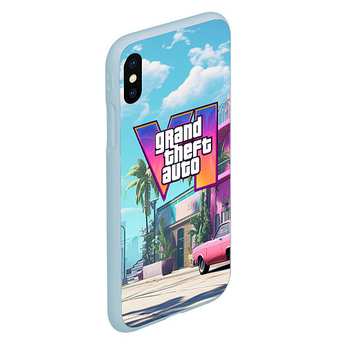 Чехол iPhone XS Max матовый GTA 6 Vice city / 3D-Голубой – фото 2