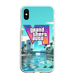 Чехол iPhone XS Max матовый GTA6 солечный город, цвет: 3D-белый