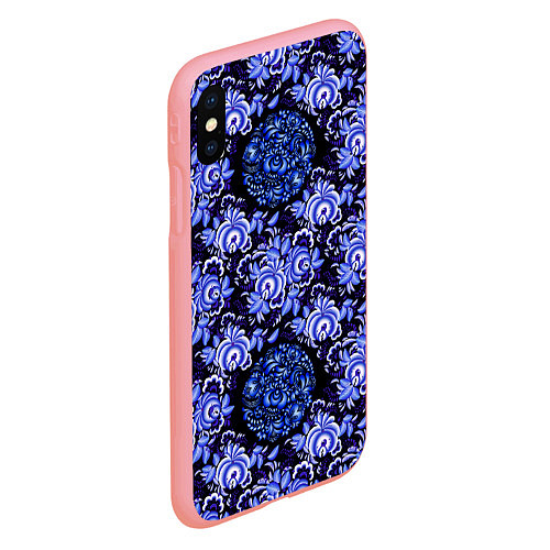 Чехол iPhone XS Max матовый Новогодняя гжель роспись на чёрном фоне / 3D-Баблгам – фото 2