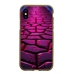 Чехол iPhone XS Max матовый Фиолетовая абстрактная плитка, цвет: 3D-коричневый