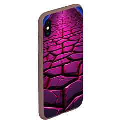 Чехол iPhone XS Max матовый Фиолетовая абстрактная плитка, цвет: 3D-коричневый — фото 2