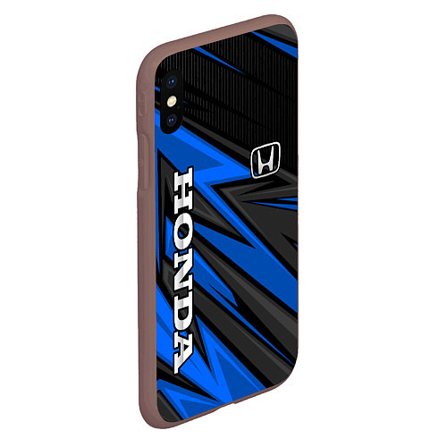 Чехол iPhone XS Max матовый Honda motors - синяя спортивная абстракция / 3D-Коричневый – фото 2