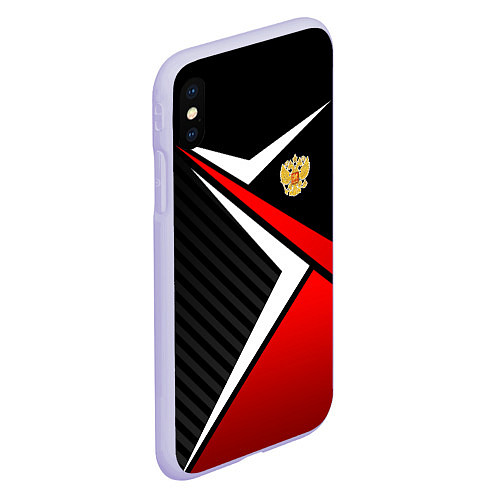 Чехол iPhone XS Max матовый Russia - black and red / 3D-Светло-сиреневый – фото 2