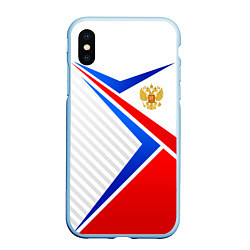 Чехол iPhone XS Max матовый Герб РФ - классические цвета флага