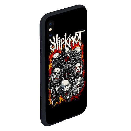 Чехол iPhone XS Max матовый Slipknot метал-группа / 3D-Черный – фото 2