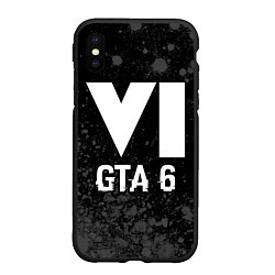 Чехол iPhone XS Max матовый GTA 6 glitch на темном фоне, цвет: 3D-черный