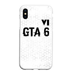 Чехол iPhone XS Max матовый GTA 6 glitch на светлом фоне посередине, цвет: 3D-белый