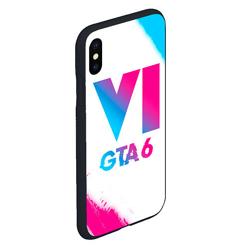 Чехол iPhone XS Max матовый GTA 6 neon gradient style / 3D-Черный – фото 2