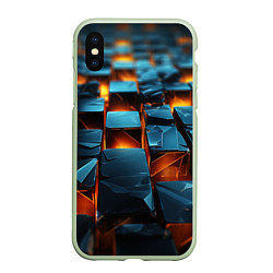 Чехол iPhone XS Max матовый Темные плитки в лаве