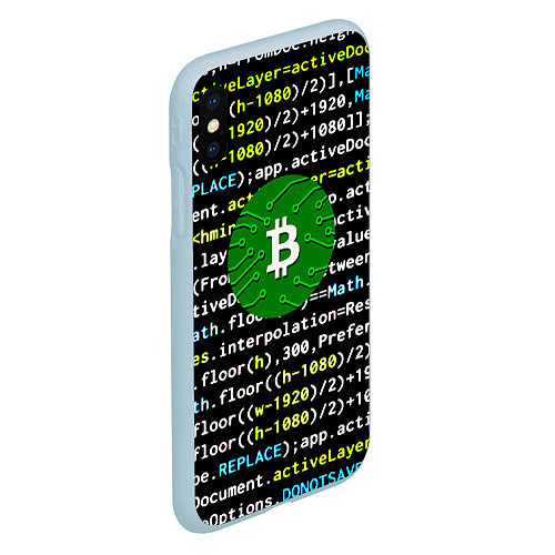 Чехол iPhone XS Max матовый Bitcoin сатоши / 3D-Голубой – фото 2