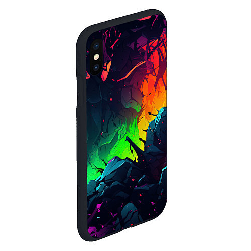 Чехол iPhone XS Max матовый Яркие пятна абстракции / 3D-Черный – фото 2