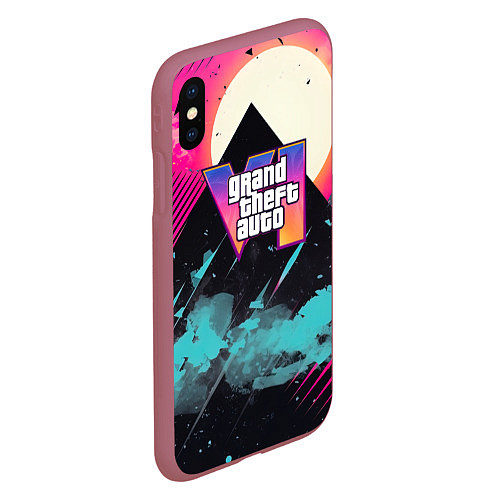 Чехол iPhone XS Max матовый GTA 6 logo retro / 3D-Малиновый – фото 2