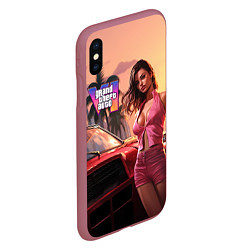 Чехол iPhone XS Max матовый GTA 6 girl vice city, цвет: 3D-малиновый — фото 2