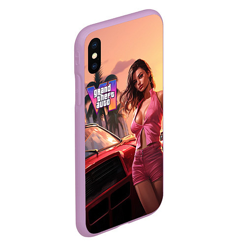 Чехол iPhone XS Max матовый GTA 6 girl vice city / 3D-Сиреневый – фото 2