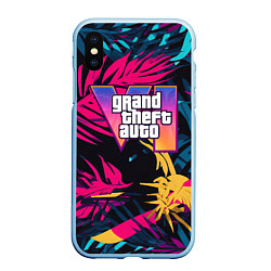 Чехол iPhone XS Max матовый GTA 6 logo abstract, цвет: 3D-голубой