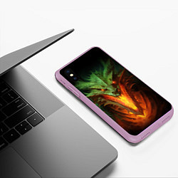 Чехол iPhone XS Max матовый Зеленый огнедышащий дракон, цвет: 3D-сиреневый — фото 2