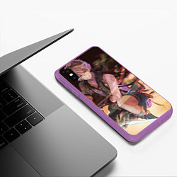 Чехол iPhone XS Max матовый Genshin Impact Беннет, цвет: 3D-фиолетовый — фото 2