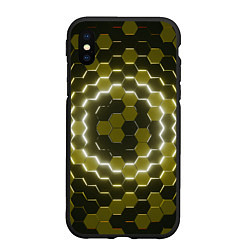 Чехол iPhone XS Max матовый Гексагональная броня, цвет: 3D-черный