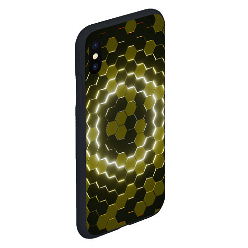 Чехол iPhone XS Max матовый Гексагональная броня / 3D-Черный – фото 2