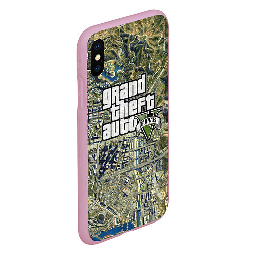 Чехол iPhone XS Max матовый GTA 5 карта / 3D-Розовый – фото 2