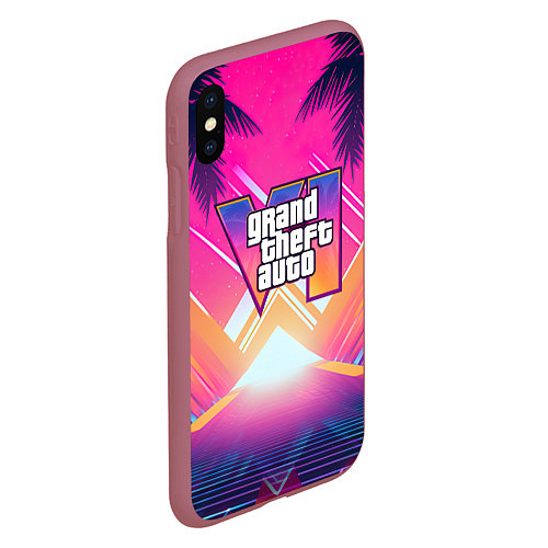 Чехол iPhone XS Max матовый GTA6 hot summer Vaporwave / 3D-Малиновый – фото 2